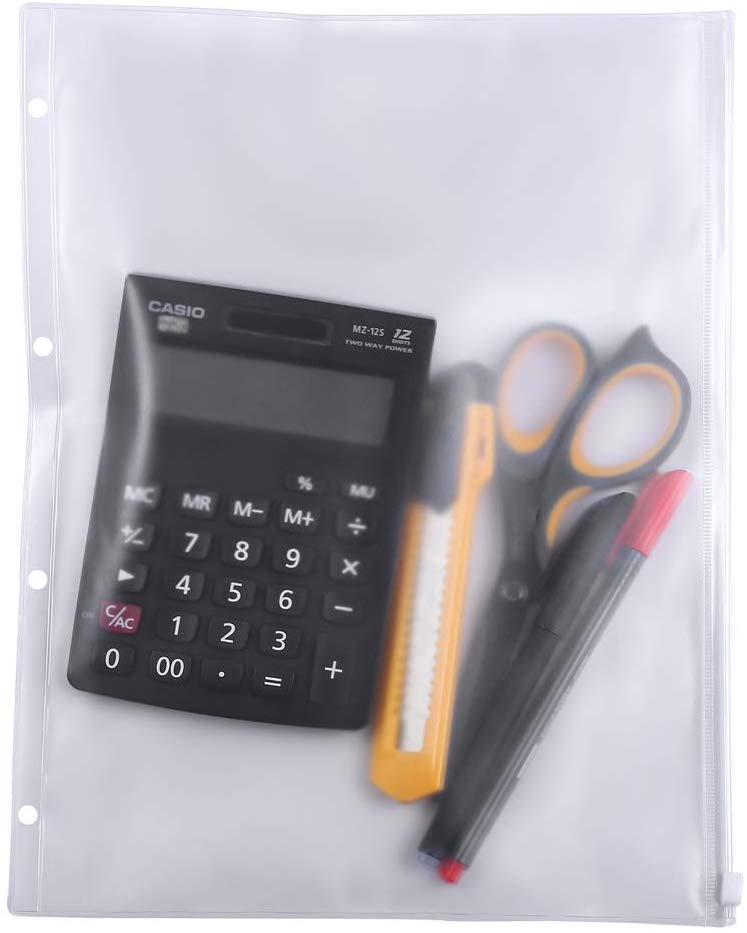 10 Pack Binder Pockets 4 Holes Zipper Folders Provide Long-Term Protection for Documents Pictures（290mm x 218mm）