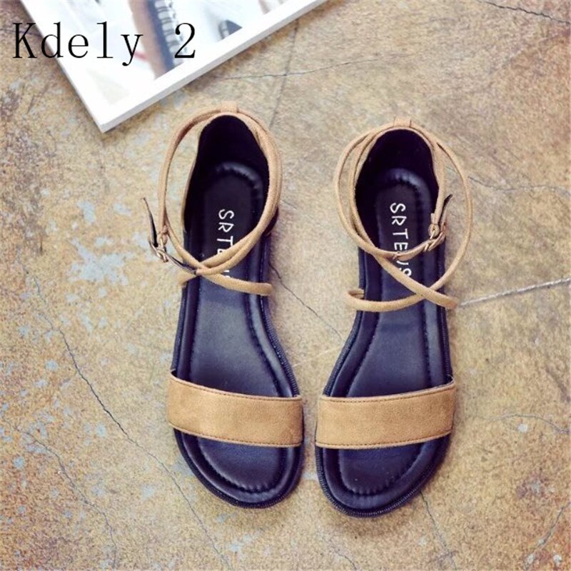 Sommer kvinder sandaler flad hæl læder flade sandaler damer originale slingback sandaler strandsko klassiske sandaler