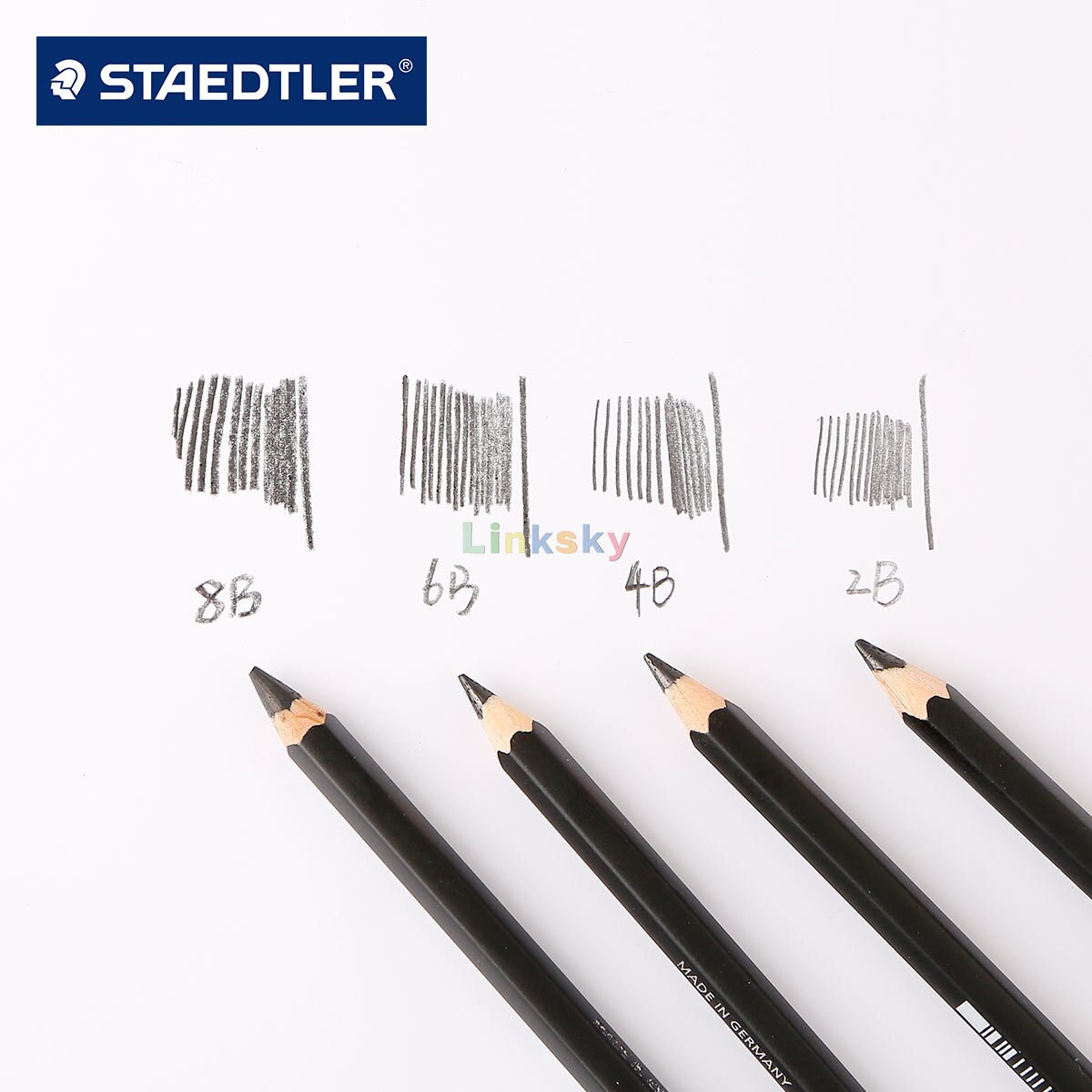 Staedtler Mars Lumograph Black,Carbon Blend Provides Jet Black Lines,Art Pencils,Tin of 6 Assorted Black Sketch Pencils,100B