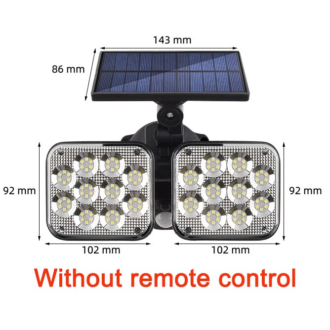 138 Smd Led Super Heldere Zonne-verlichting 120 Led IP65 Waterdichte Outdoor Indoor Solar Lamp Met Verstelbare Hoofd Breed Verlichting hoek: B-120SMD