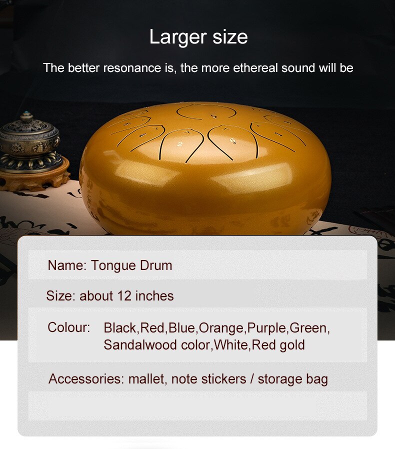 12 Inch 13 Notes Drum Kit Steel Tongue Drum Empty Spirit Drum Flower Style With Mallets Percussion Instrument Accessories