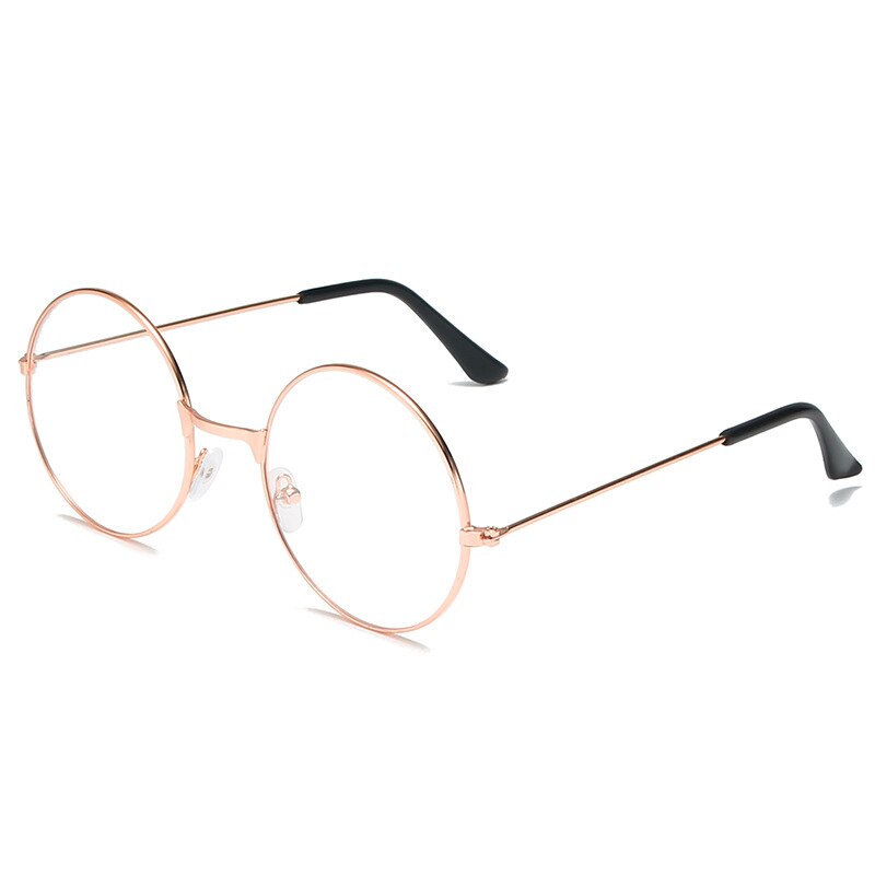 Monture de lunettes rondes en métal Vintage pour femmes et hommes, montures pour lunettes optiques, couleur or/noir/argent, accessoires lunettes: 1-Rose Gold