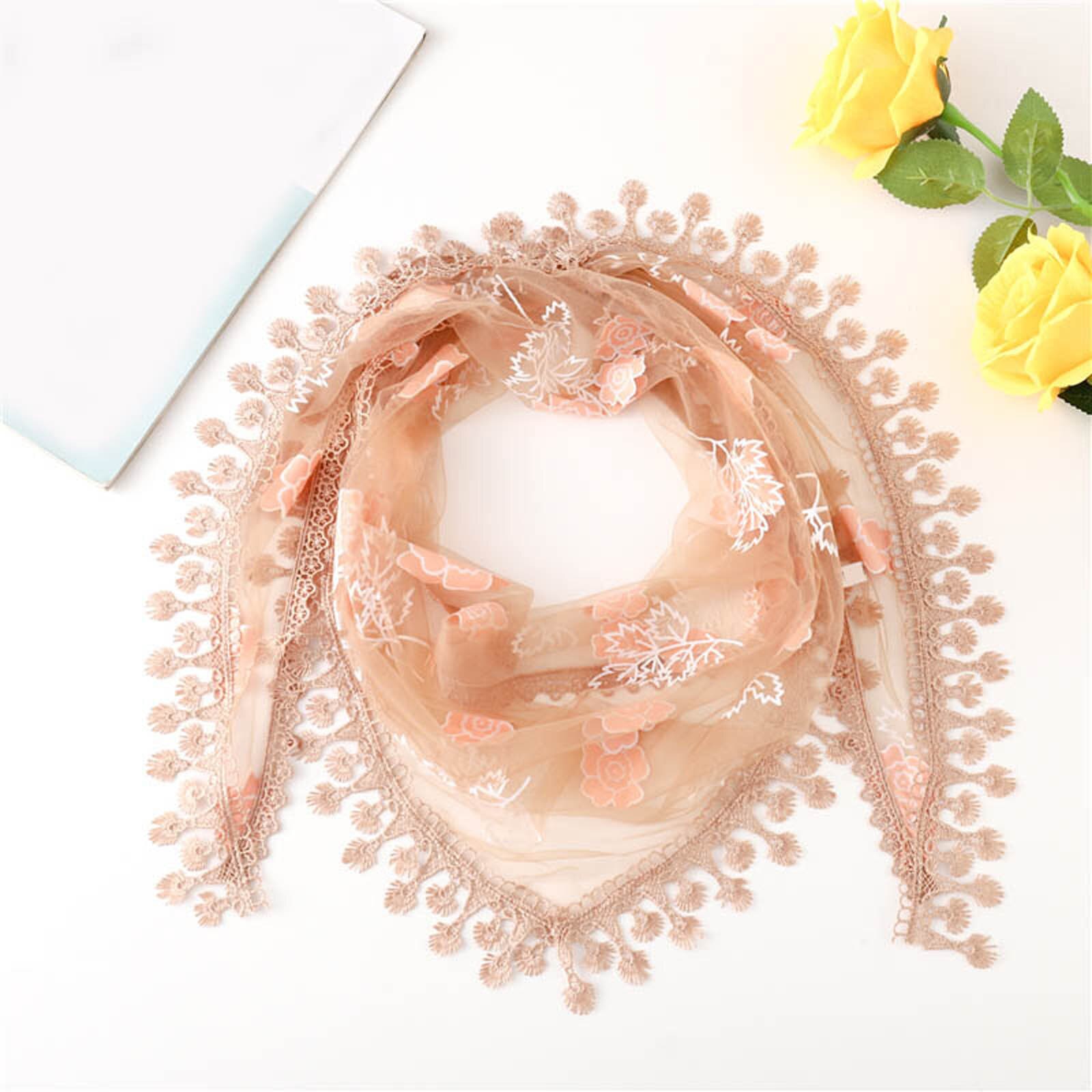 Bufanda multifuncional con borlas de encaje para mujer, chal de flores, pashmina suave, estola de playa de Echarpe,: CO