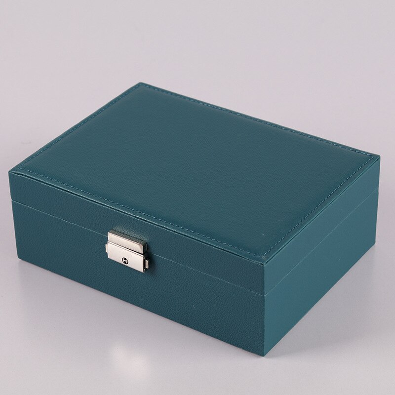 Pink Leather Double layer Ring Earrings Necklace Box Watch Box Multifunctional Storage Display Packaging Box Home Decoration: green