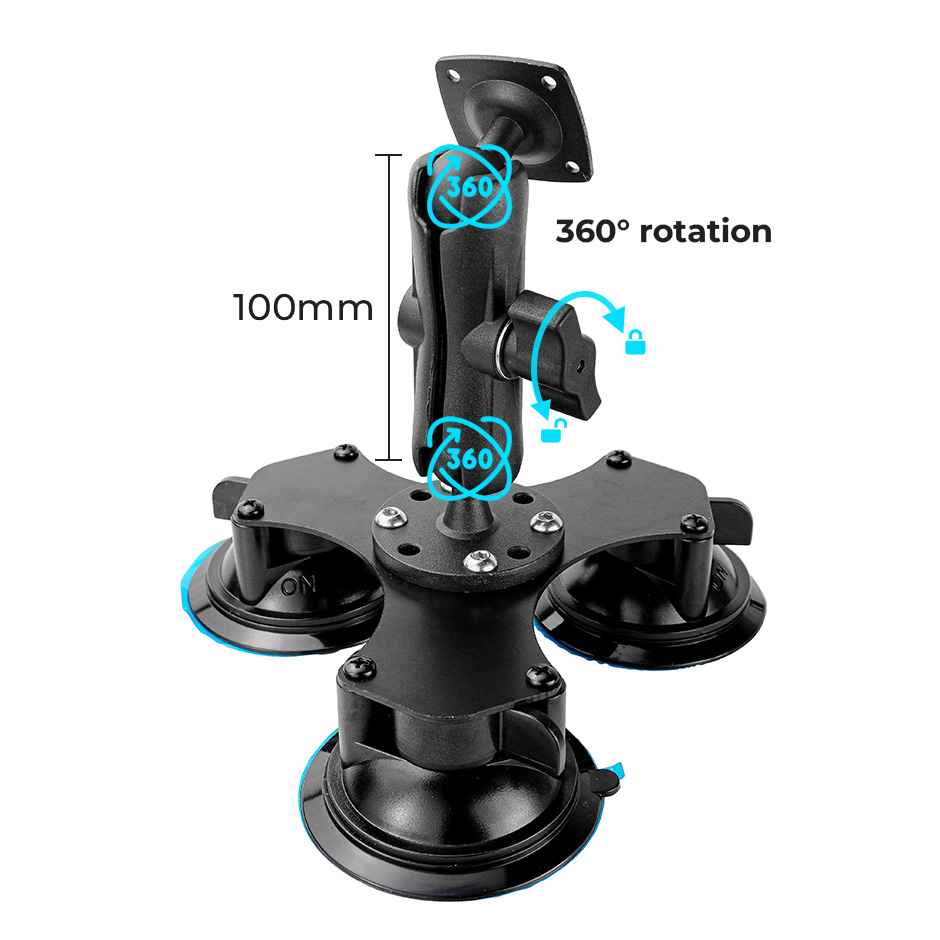GreenYi Super Heavy-Duty 3 Zuignaphouder Auto Verstelbare Ijzeren Beugel Voor Auto/Desktop Monitor, te installeren tot 5 kg
