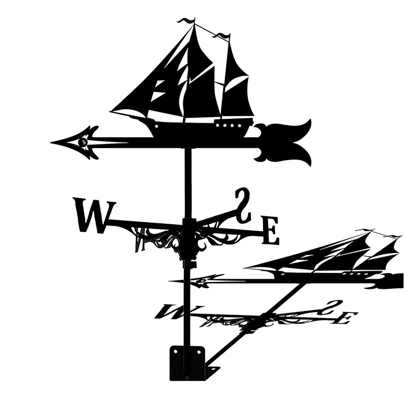 Zeilboot Windwijzer-Retro Zeilboot Windwijzer Silhouet, Decoratieve Wind Richting Indicator Voor Outdoor Yard Dak