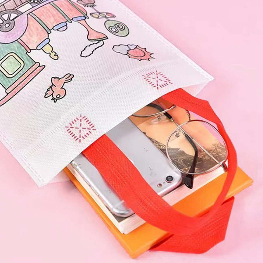 Bolsas para colorear DIY de 20 piezas con marcadores, bolsas de para artística de carnaval para niños, Mini bolsas de almacenamiento para compras de tela no tejida ecológica