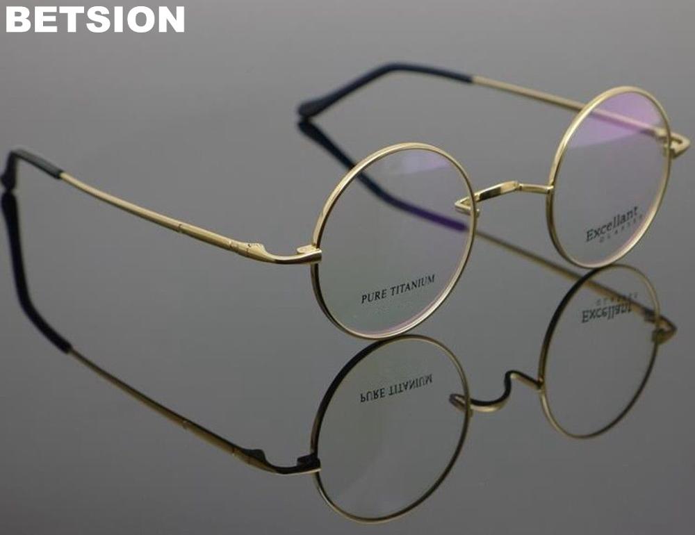 Vintage briller runde 44mm titanium briller stel mænd briller kvinder briller recept rx stand: Guld