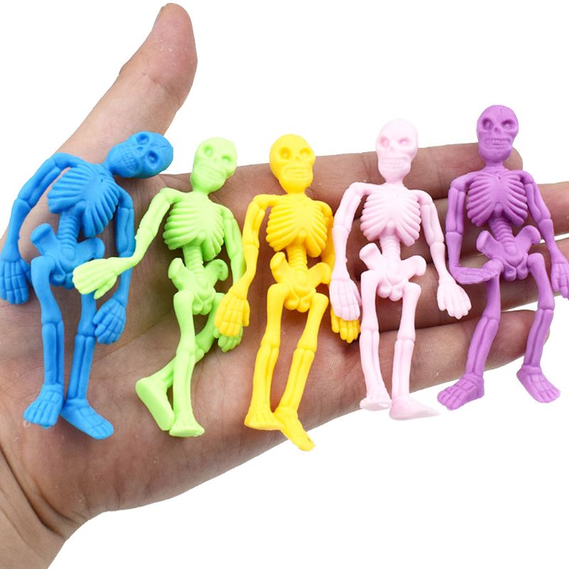 5 5 Pcs/Set Skull Doll TPR Skeleton Zombie Toys Elastic Soft Non Toxic Kids Children Toy Stress Relief Anti Stress Model Funny