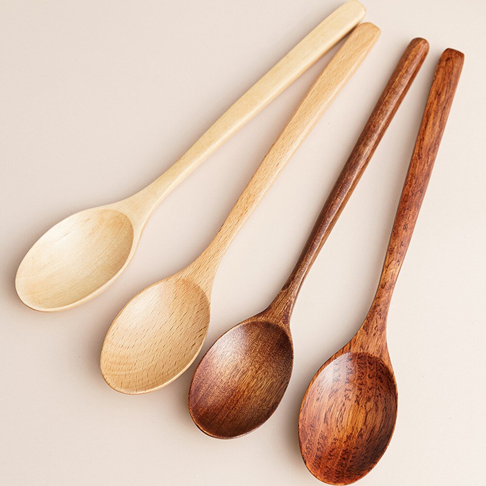 Wooden Long Handle Tableware Korean Kitchen Utensil Soup Spoon Mixing Spoons Teaspoons Cooking Utensils Portable Tableware