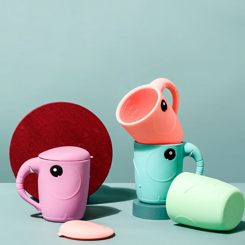 Baby Feeding Cups Cute Cartoon Baby Learning Cups Toddlers &amp; Kids Silicone Cup 24BE
