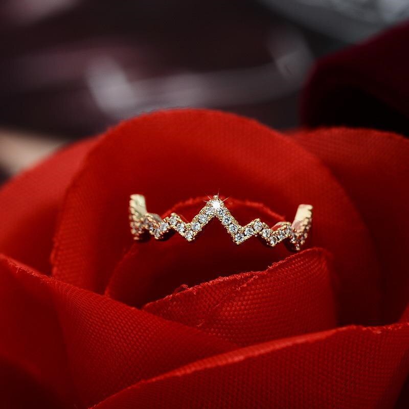 Vecalon Heartbeat Promise ring 925 Sterling Silver AAAAA Cz Fine wedding band rings For women Bridal Party Finger Jewelry