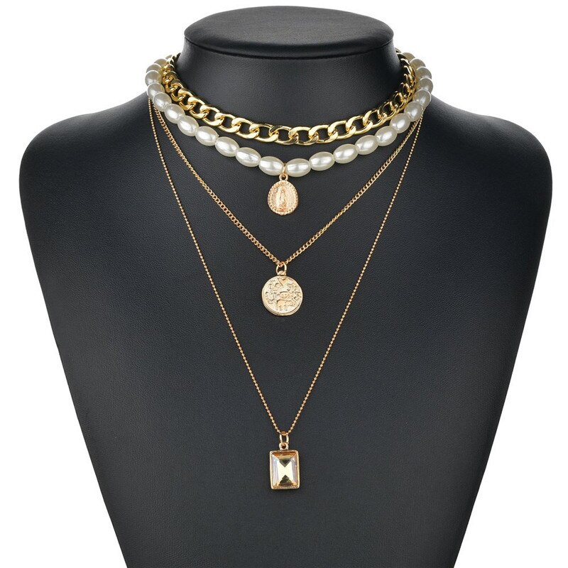 LETAPI Persoonlijkheid Cross Lock Metalen Multilayer Hip hop Lange Chain Cool Eenvoudige Ketting Voor Vrouwen mannen Sieraden: 43336