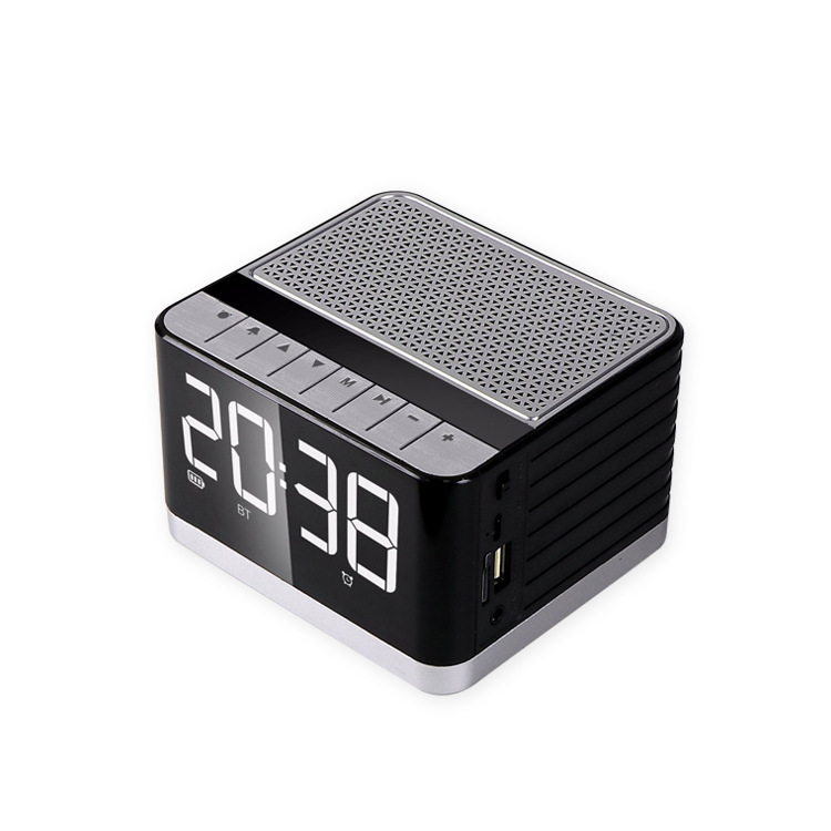 Klok Speaker Bluetooth Mobiele Telefoon Handsfree Groot Scherm Spiegel Met Wekker Radio Draadloze Jieli 5.0 Programma: Zilver