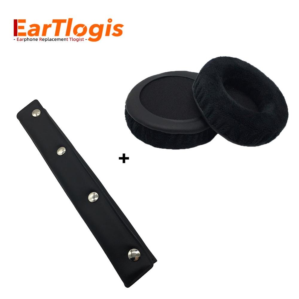 EarTlogis Samt Ersatz Teile für Superlux HD330 HD660 HD668B HD669 HD681 EVO HD681B HD662 HD662B Ohrpolster Stoßstange Stirnband: 1 einstellen von Schwarz