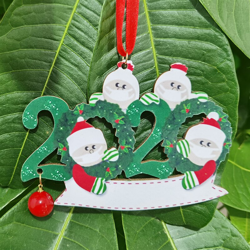 Kerst Jaar Familie Diy Handgeschreven Naam Gezichtsmasker Snowman Hanger Kerst Decoraties Voor Huis: four people