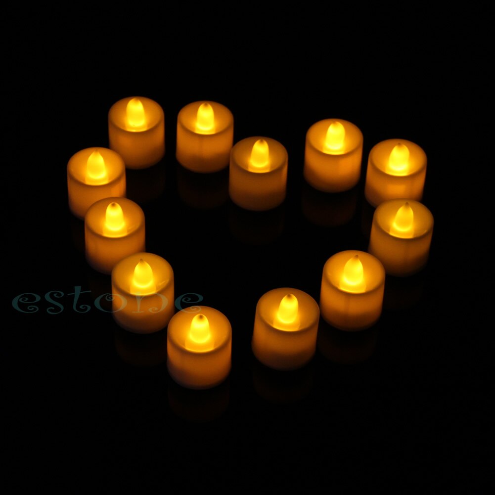 12 Flickering Flicker Light Flameless LED Tealight Tea Candles Wedding Light