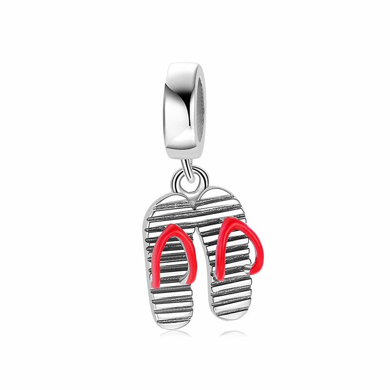 Flip-flops Metal Charm 100% 925 Sterling Silver charms for jewelry Fit Original Charms Bracelets making