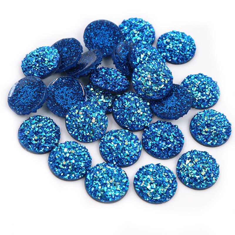 Nowa moda 40 sztuk 12mm Mix niebieski kolory kwiat styl z płaskim z powrotem Cabochons żywiczne Cameo: AD4-10