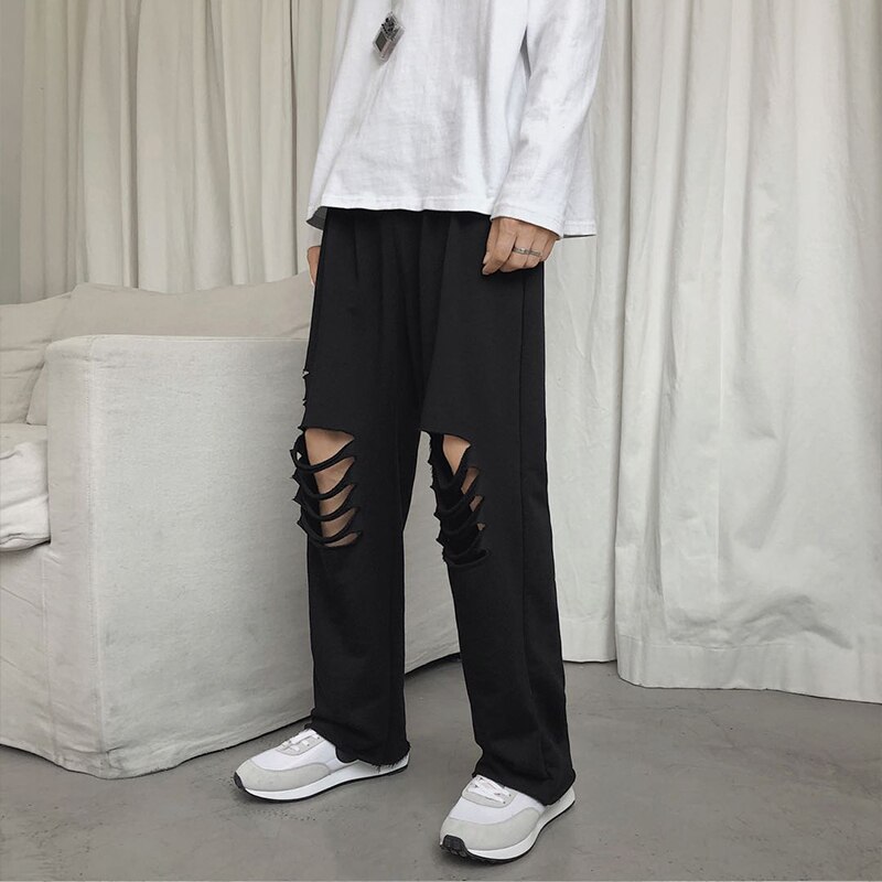 Ropa informal japonesa para hombre de LAPPSTER , pantalones holgados de Hip Hop para hombre, pantalones harén harajuku de coreana para hombre: M / Black