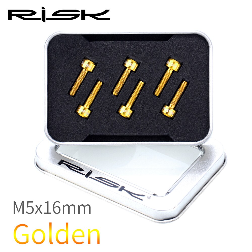 6 sztuk ryzyko M5 * 16/18MM śruba tytanowa piętno głowy rączka rowerowa macierzystych śrubin Góra rower Ultralight zaciski siedzenia śrubin wioślarz część: 16mm złoty