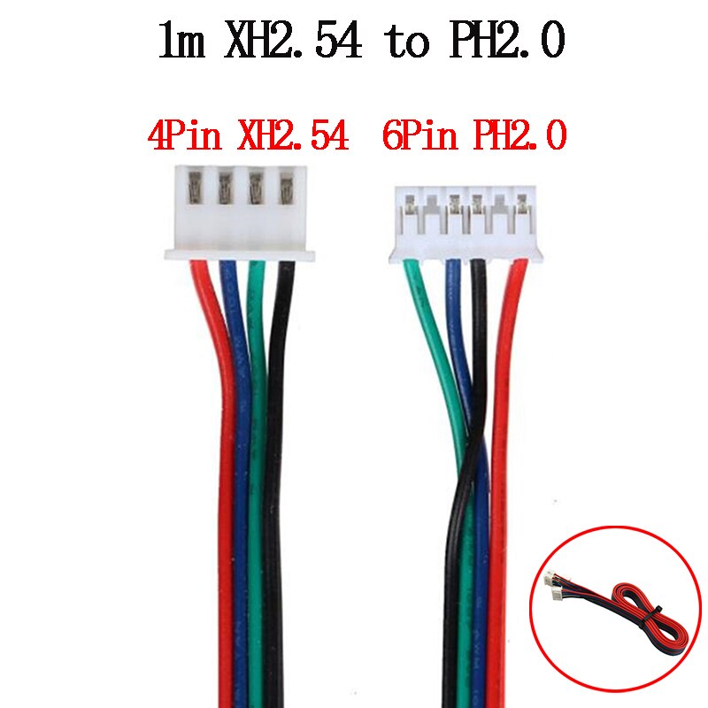 Cable conector de Motor DuPont Line bifásico, 1M/2M, 100cm/200cm, XH2.54, 4 pines a 6 pines, para Motor paso a paso Nema 42, 4 unids/lote