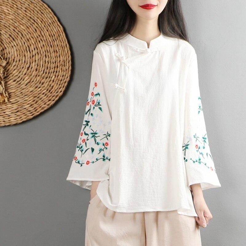 ropa de mujer Tops bordados Tang traje chino camisas de estilo tradicional Qipao Cheongsam blusa para mujer 10237
