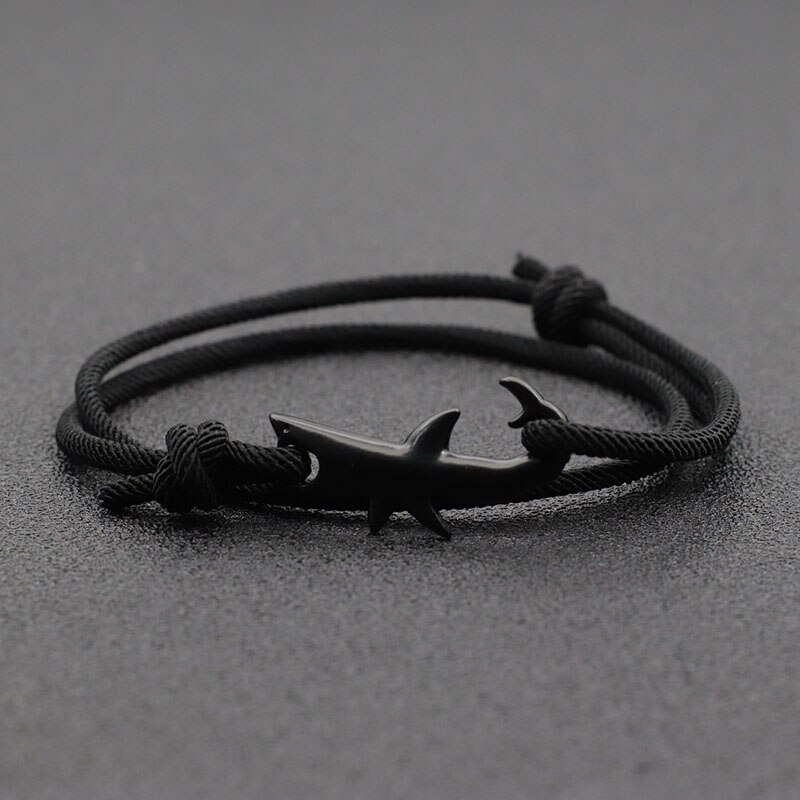 Noter haj armbånd unisex dobbelt lag justerbar 3mm snor kæde armbånd strand smykker tilbehør surfer armbånd pulsera: Vermeil