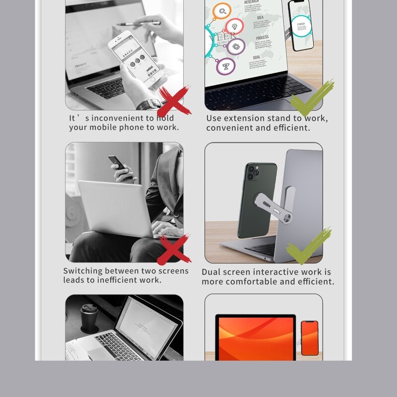 Aluminum Multi Screen Support Adjustable Laptop Extension Phone Bracket Mount