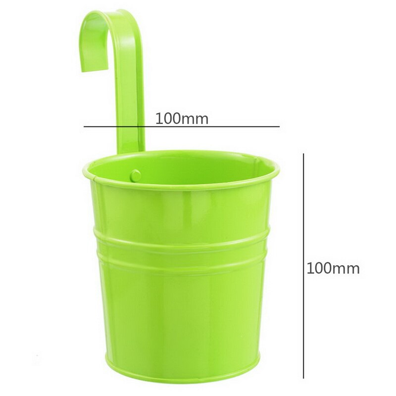 10 Kleuren Opknoping Bloempotten Haak Muur Potten Tuin Potten Balkon Plantenbakken Metalen Emmer Bloem Houders Home Decor: green