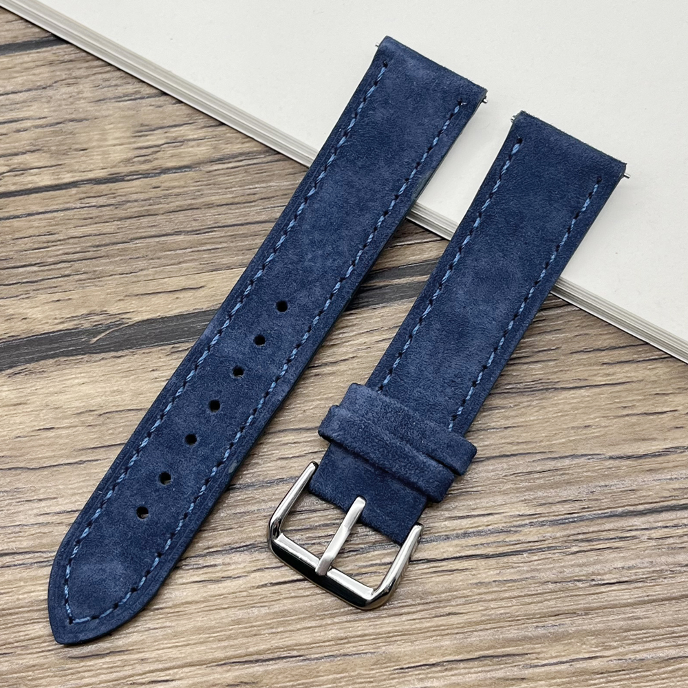 Bracelet de montre en daim gris vert bleu marron beige noir couleurs bracelet de montre en cuir 18mm 19mm 20mm 22mm 24mm bracelet de montre de remplacement: Black Yellow / 25mm