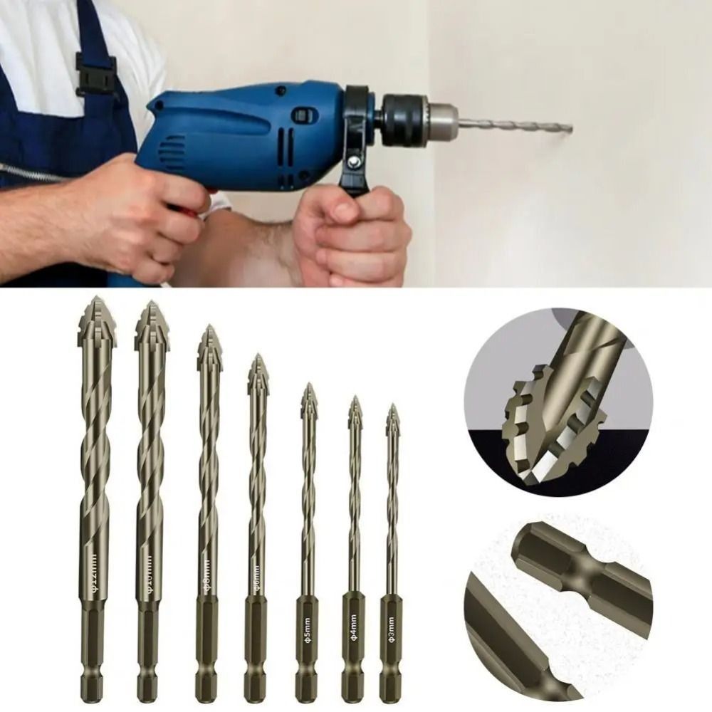 1Pcs Four-Edged Serrated Eccentric Drill Bits Set High Hardness Hexagonal Simple Installation Skewed Head Drill Bit Set