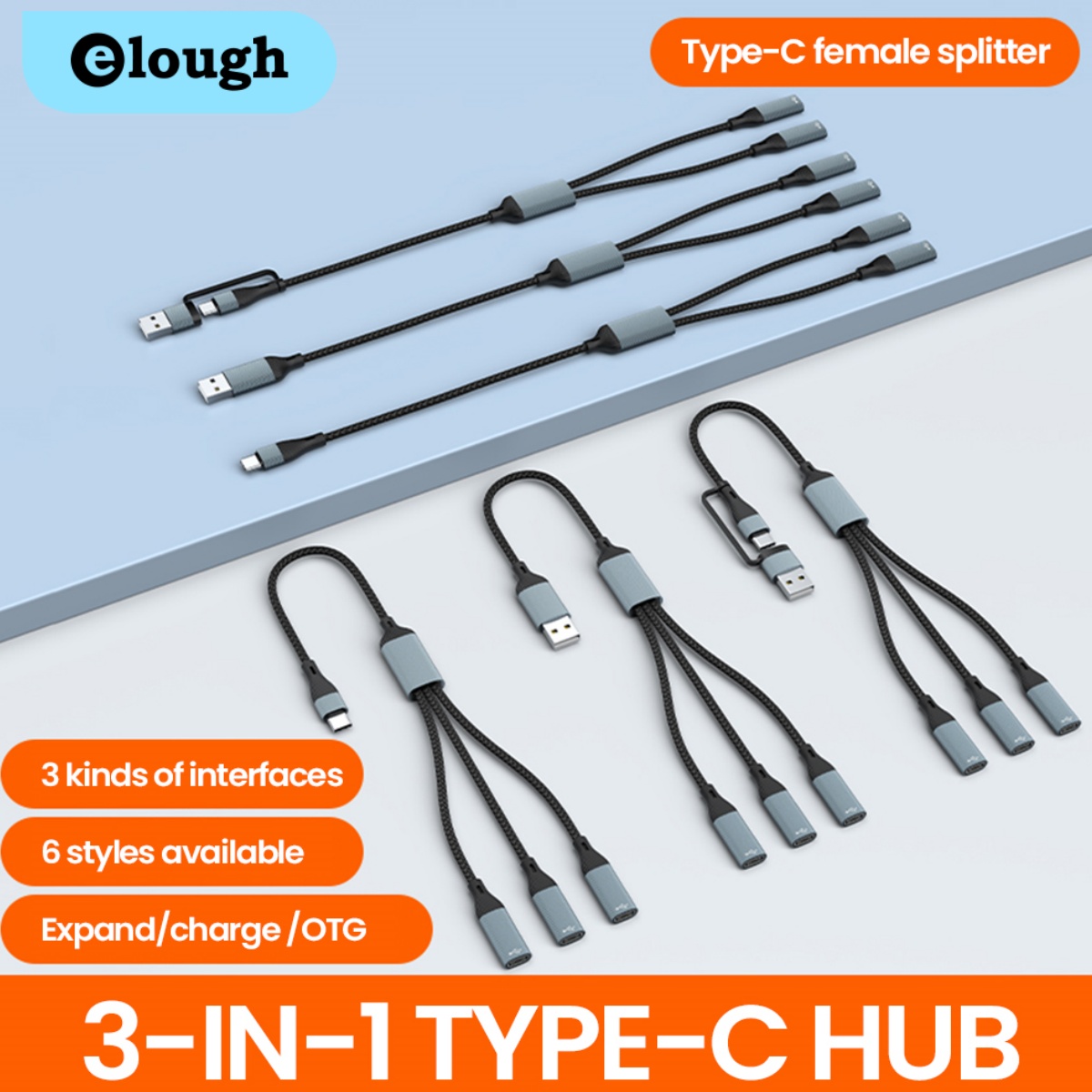 3 w 1 HUB typu C USB/USB C do 3 typu C Złącze rozdzielacza OTG Transfer danych Odczyt dysku U/karta do laptopa PC Telefon komórkowy