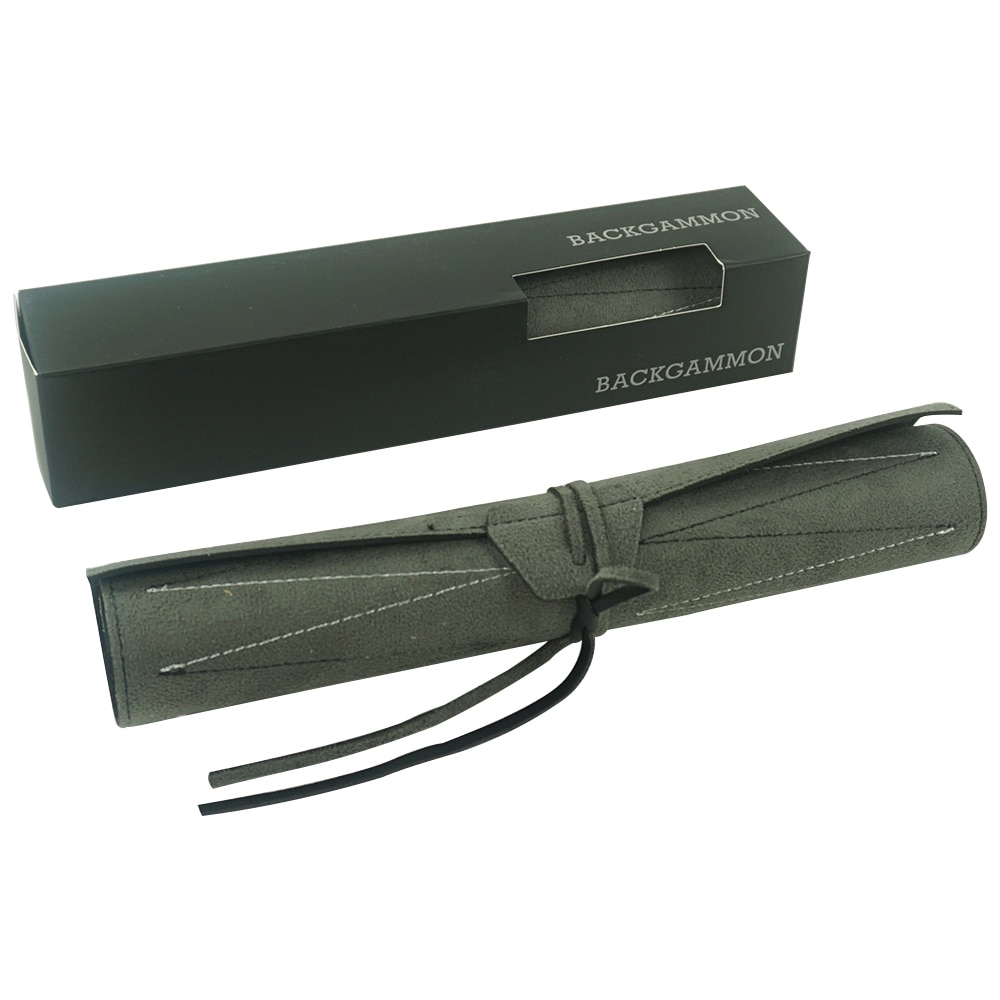 Black backgammon set with roll up for easily carrying