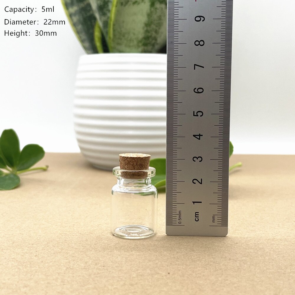 24pcs/lot 22*30mm 5ml Small Glass Vial Bottle Test Tube Cork Stopper Mini Bottle Container Jars Tiny Practical Bottle glass