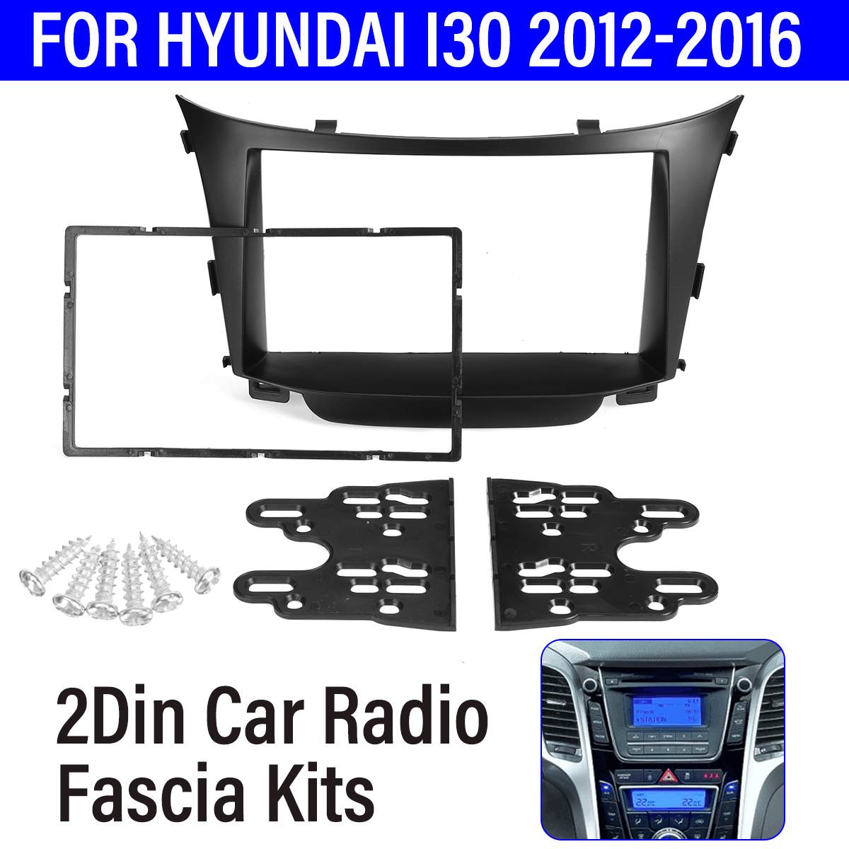 2 Din Car Radio Fascia Stereo Fascia Dash Dashboard Frame Panel Trim Kit Car Stereo for Hyundai I30