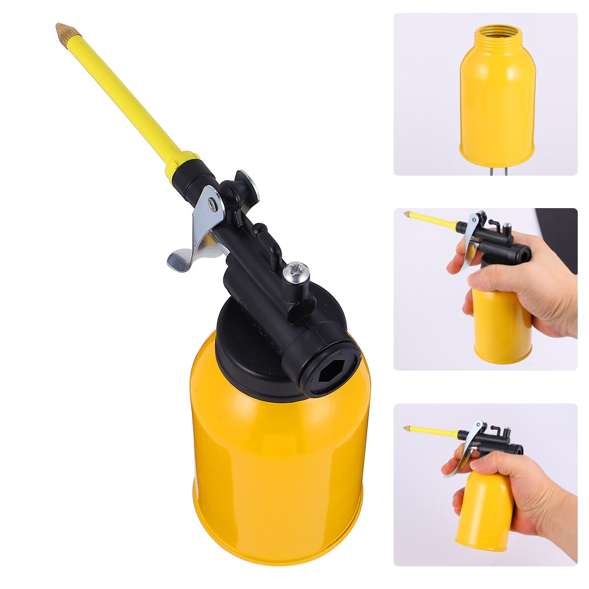 2 Stck 250ml Hochdruck Öl Topf Pumpe Öl Kann Aluminium Öler (Gelb)