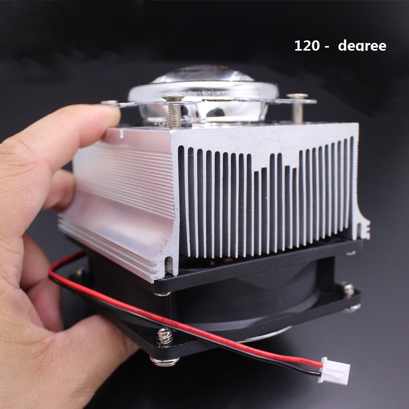 100W LED Aluminium Kühlkörper Lüfter + 60 grad 90 grad 120Grad44mm Objektiv + Reflektor Brack: 120Linse Heatsink Fan