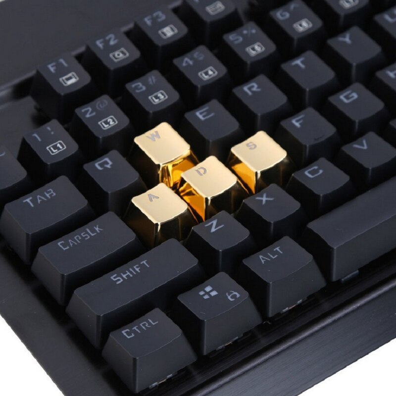 Metal translucent keycaps Mechanical keyboard metal keycaps WASD, arrow keys Golden translucent keycaps