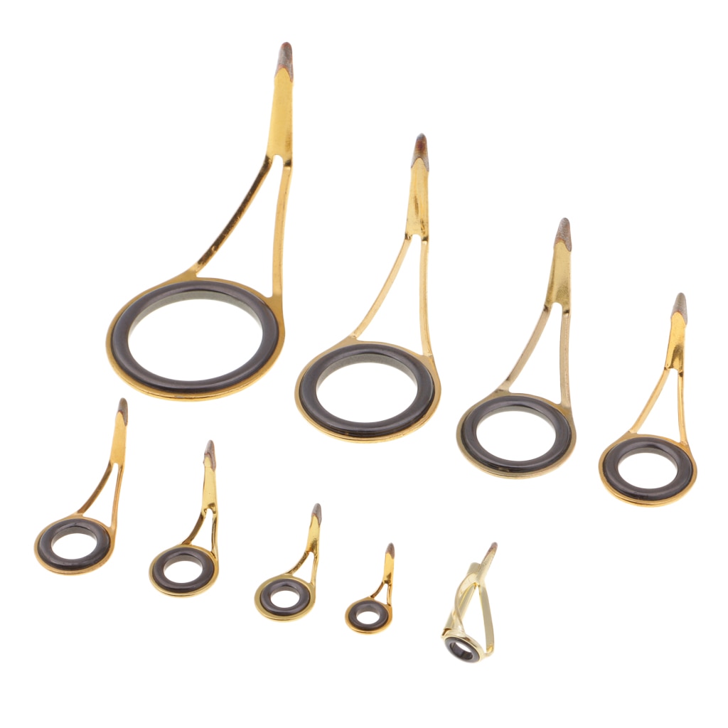 9 In 1 Rvs Hengel Gids Ring Tip Reparatie Staaf Kit Voor Eye Ring Hengel Tackle Building verschillende Maten