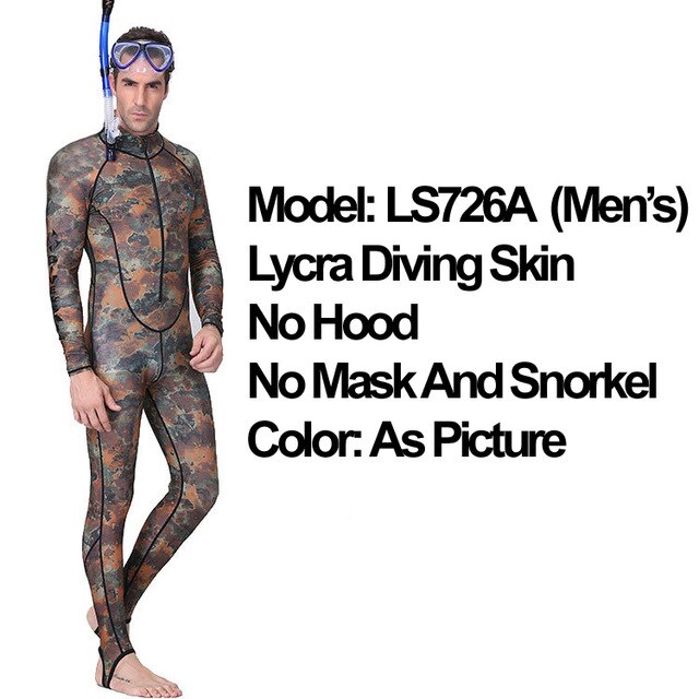 Dive&amp;Sail Rash guard Swimming Suit spearfishing Spandex couple Camo Skin DIVE One piece UV proction Men Women Surfing suit: LS726A No hood Men / XL