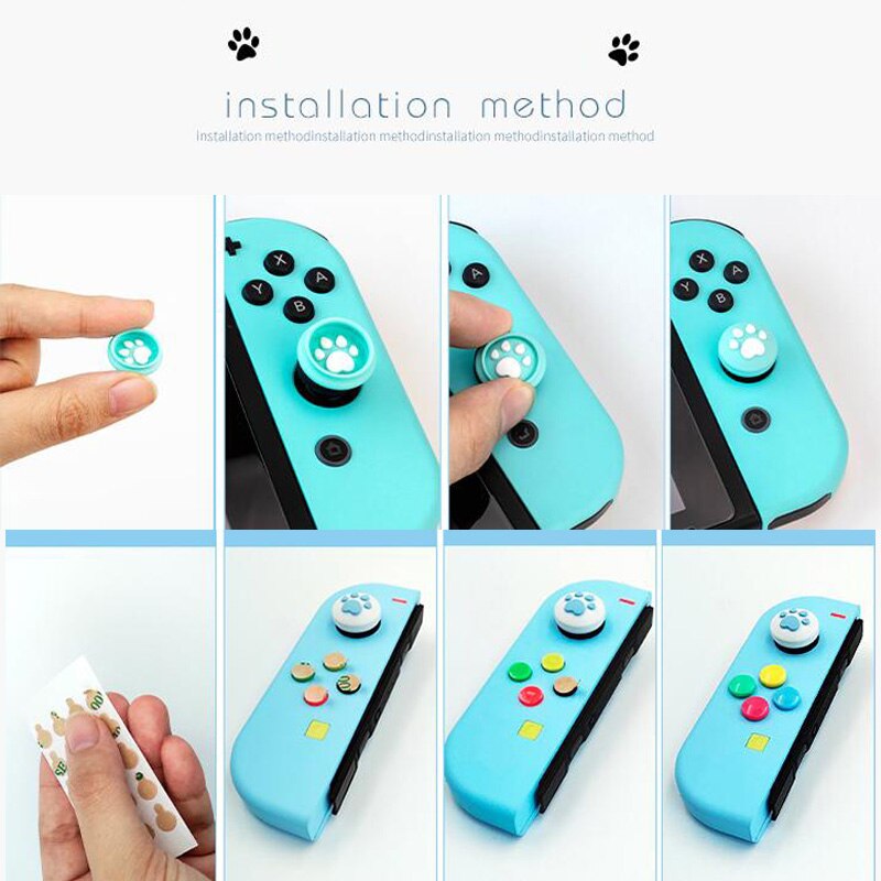 Thumb Stick Grip Cap ABXY Key Sticker Joystick Button Protective Cover Nintend Switch Joy-con Controller Skin Colorful Case