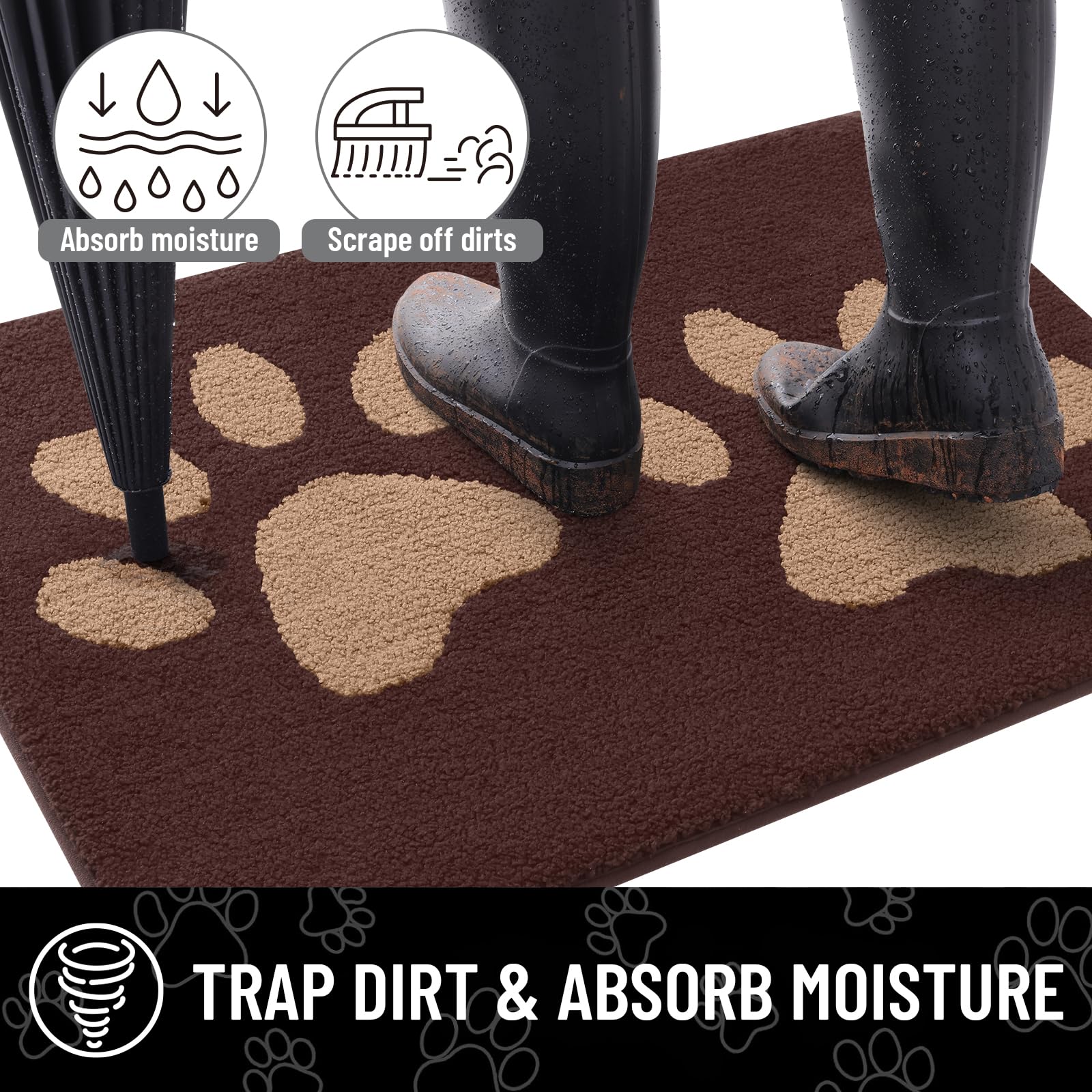 Hapihappy-alfombrilla para puerta de entrada para perro, absorbente, resistente a la suciedad, lavable, para puerta delantera y trasera, antideslizante, duradera para el hogar