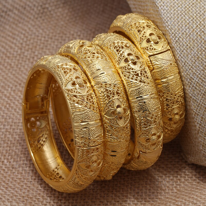 24k Selling Gold Bangle for Women Gold Dubai Bride Wedding Ethiopian Bracelet Africa Bangle Arabic Jewelry Gold Charm Bracelet