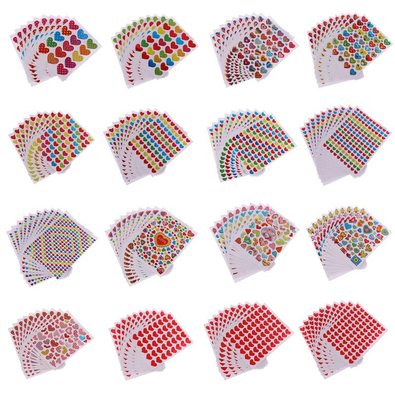 10 Sheets Heart Stickers Love Decorative Sticker Kids Envelopes Cards Craft Scrapbooking Party Favors Prize Class Rewards