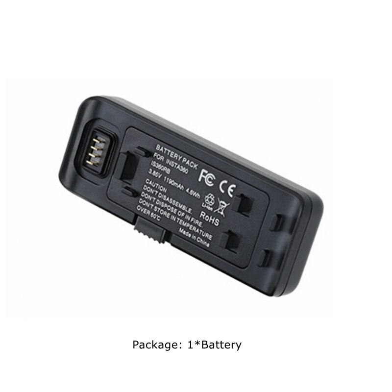 1/2/3 pces 1190mah insta 360 r base de bateria de lítio + micro/tipo-c porto carregador duplo para insta360 um r 4k/1-Polegada/360 acessórios: 1Battery