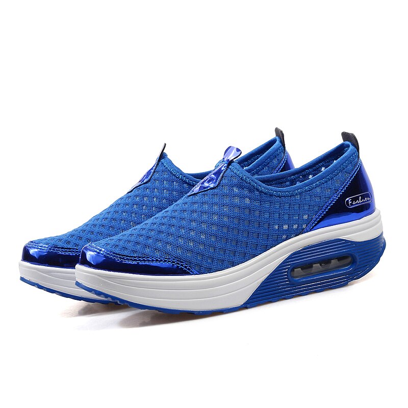 nuevos zapatos de Swing de malla de aire para mujer plataforma de cojín de aire zapatos de caminar de Fitness mujeres Slip On zapatillas de aumento de altura