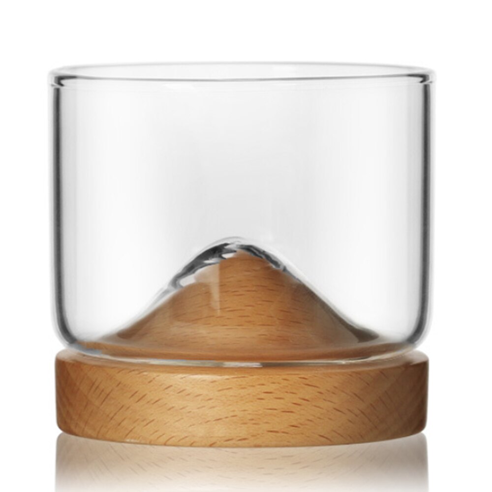 5oz bjergvin glas krus med træ kinesisk te krus bund whiskyglas japansk husholdning te kop træ krus: 3
