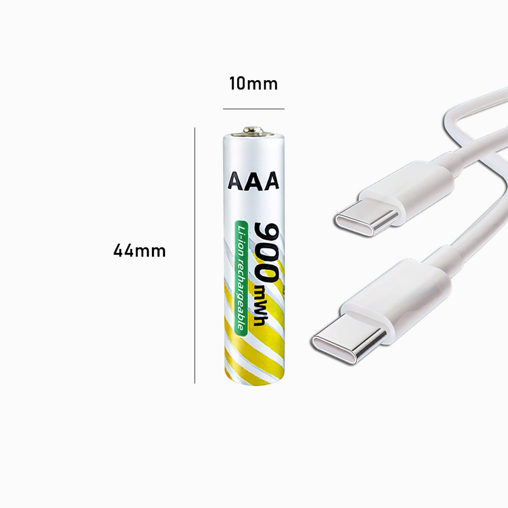 1.5V AA 3400mWh + AAA 900mWh Rechargeable Lithium Battery Set with USB-C Fast Charging Type C Cable air transport