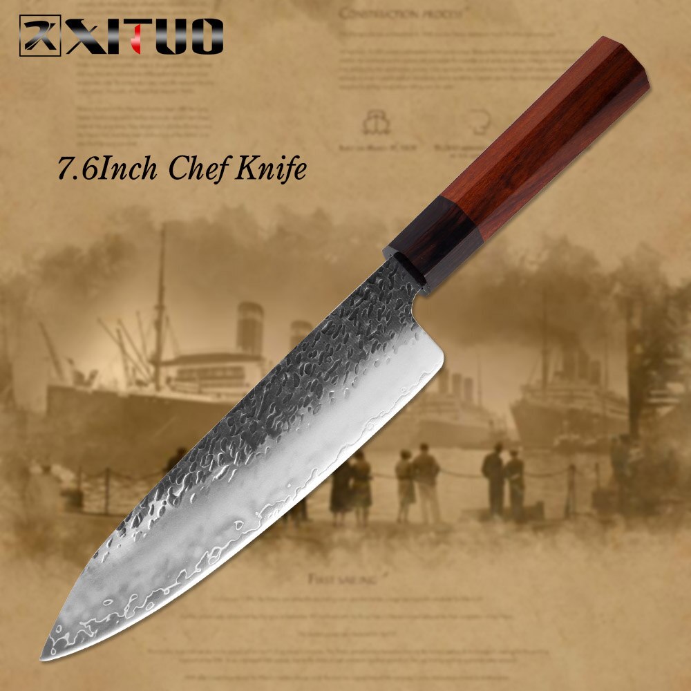 XITUO Kitchen Chef Knife Three-layer Steel Handmade Forged Sharp Cleaver Kiritsuke Boning Santoku Paring Knives Cooking Tools: Chef Knife